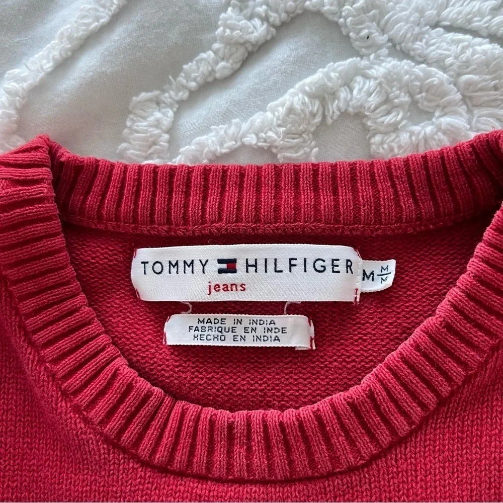 Vintage 2002 Tommy Hilfiger Red Flag Y2K Thick Knit Ribbed Top